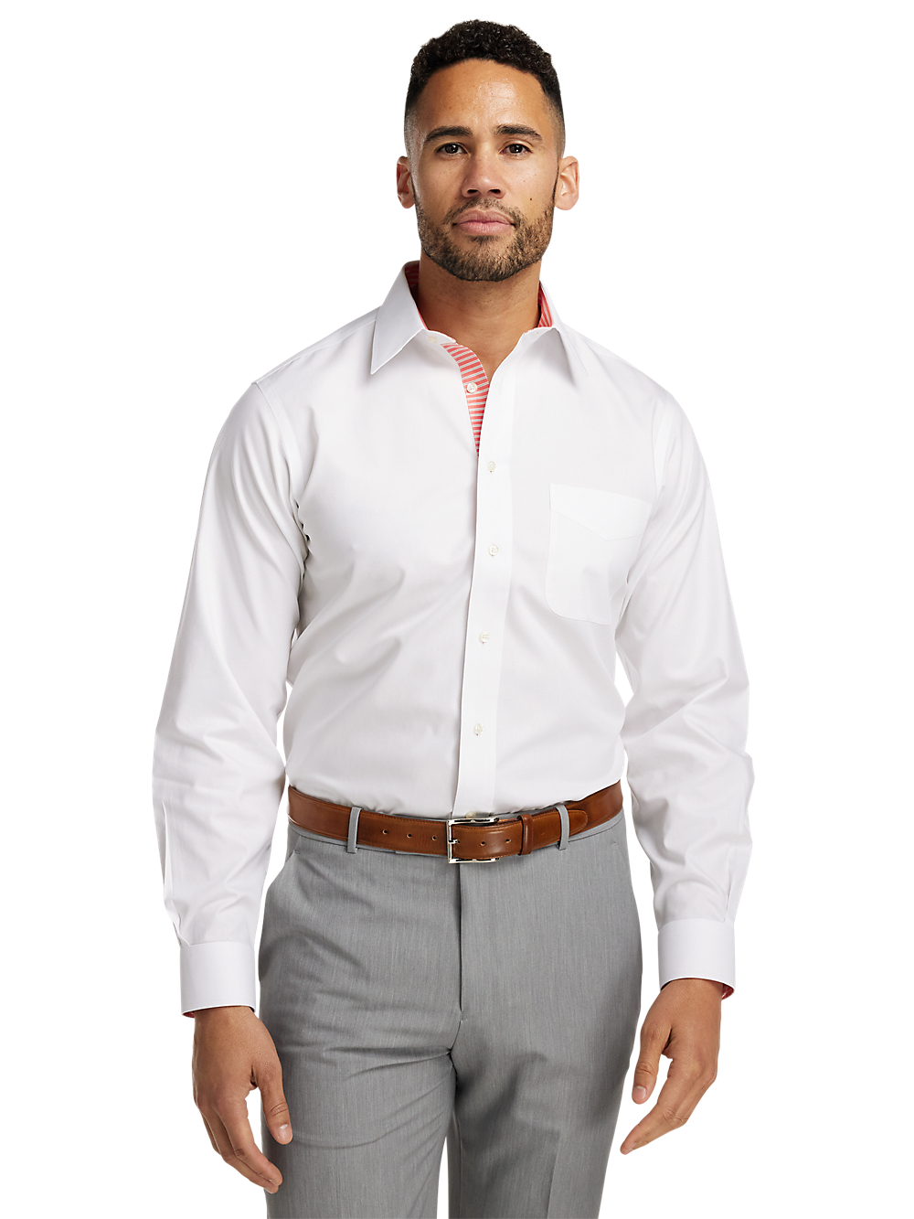 Alternate Image of Non-iron Cotton Solid Dress Shirt With Contrast Trim-1