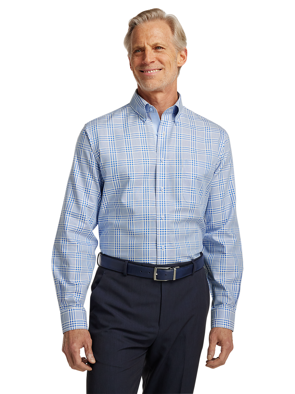 Alternate Image of Non-iron Cotton Plaid Dress Shirt With Contrast Trim-1