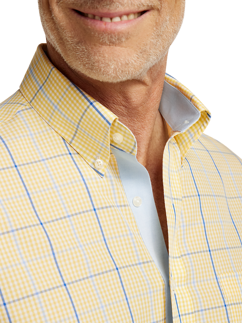 Alternate Image of Non-iron Cotton Windowpane Dress Shirt With Contrast Trim-2