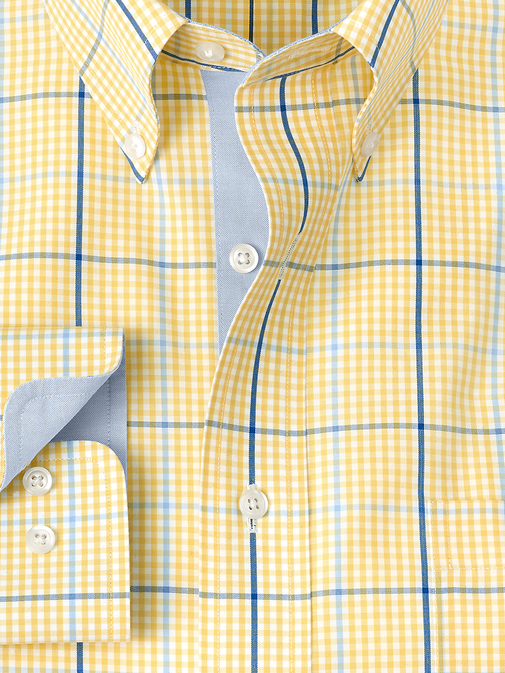 Alternate Image of Non-iron Cotton Windowpane Dress Shirt With Contrast Trim-5