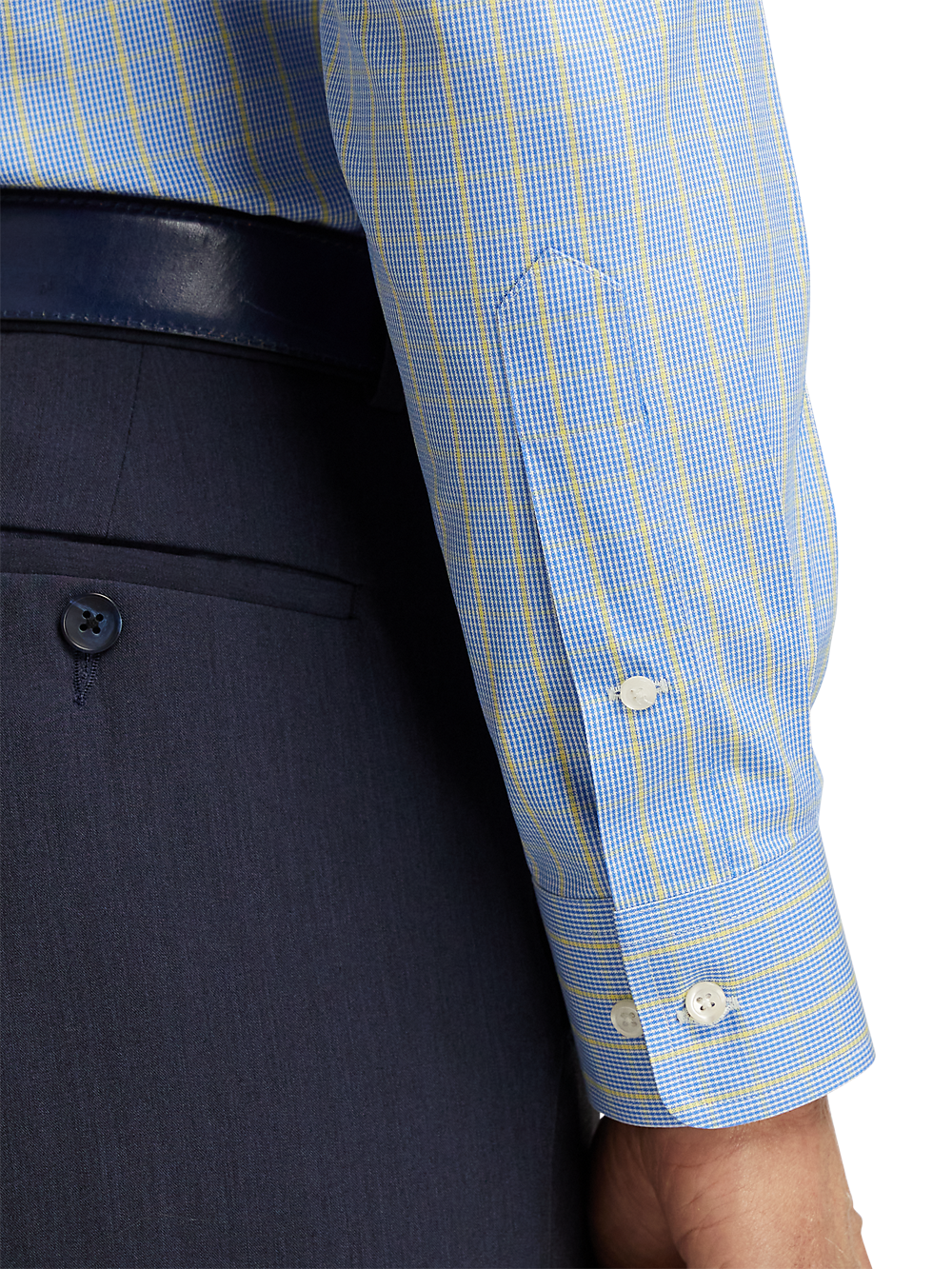 Alternate Image of Non-iron Cotton Tattersall Dress Shirt With Contrast Trim-3