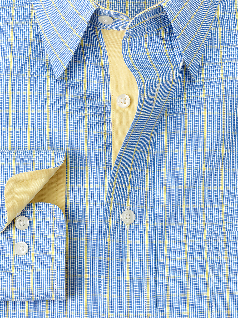 Alternate Image of Non-iron Cotton Tattersall Dress Shirt With Contrast Trim-5