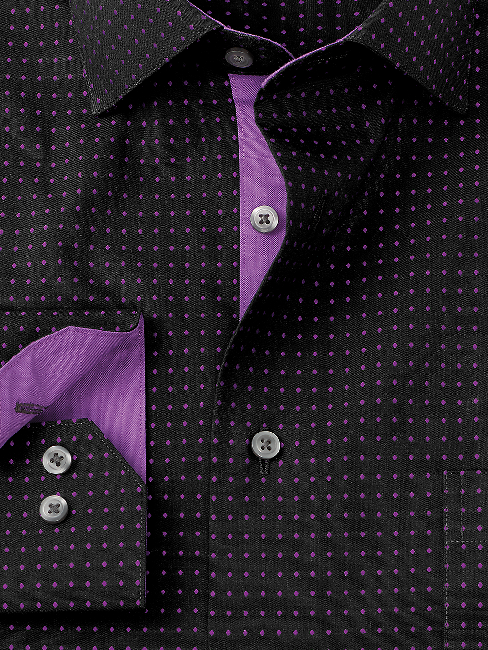 Alternate Image of Non-iron Cotton Dot Dress Shirt With Contrast Trim-1