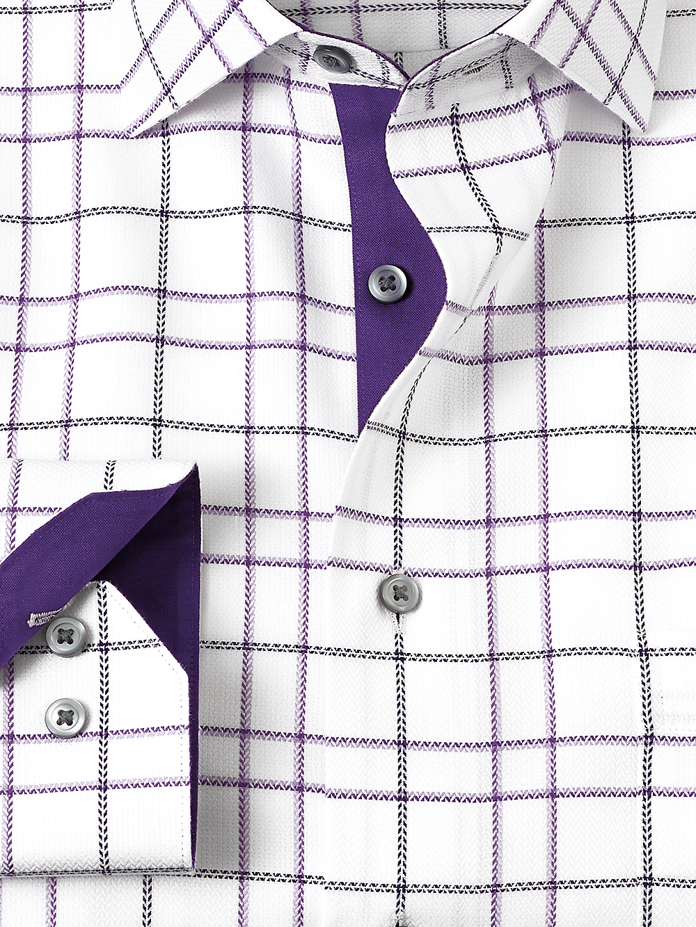 Alternate Image of Non-iron Cotton Windowpane Dress Shirt With Contrast Trim-1