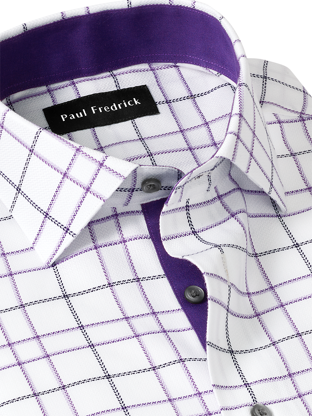 Alternate Image of Non-iron Cotton Windowpane Dress Shirt With Contrast Trim-2