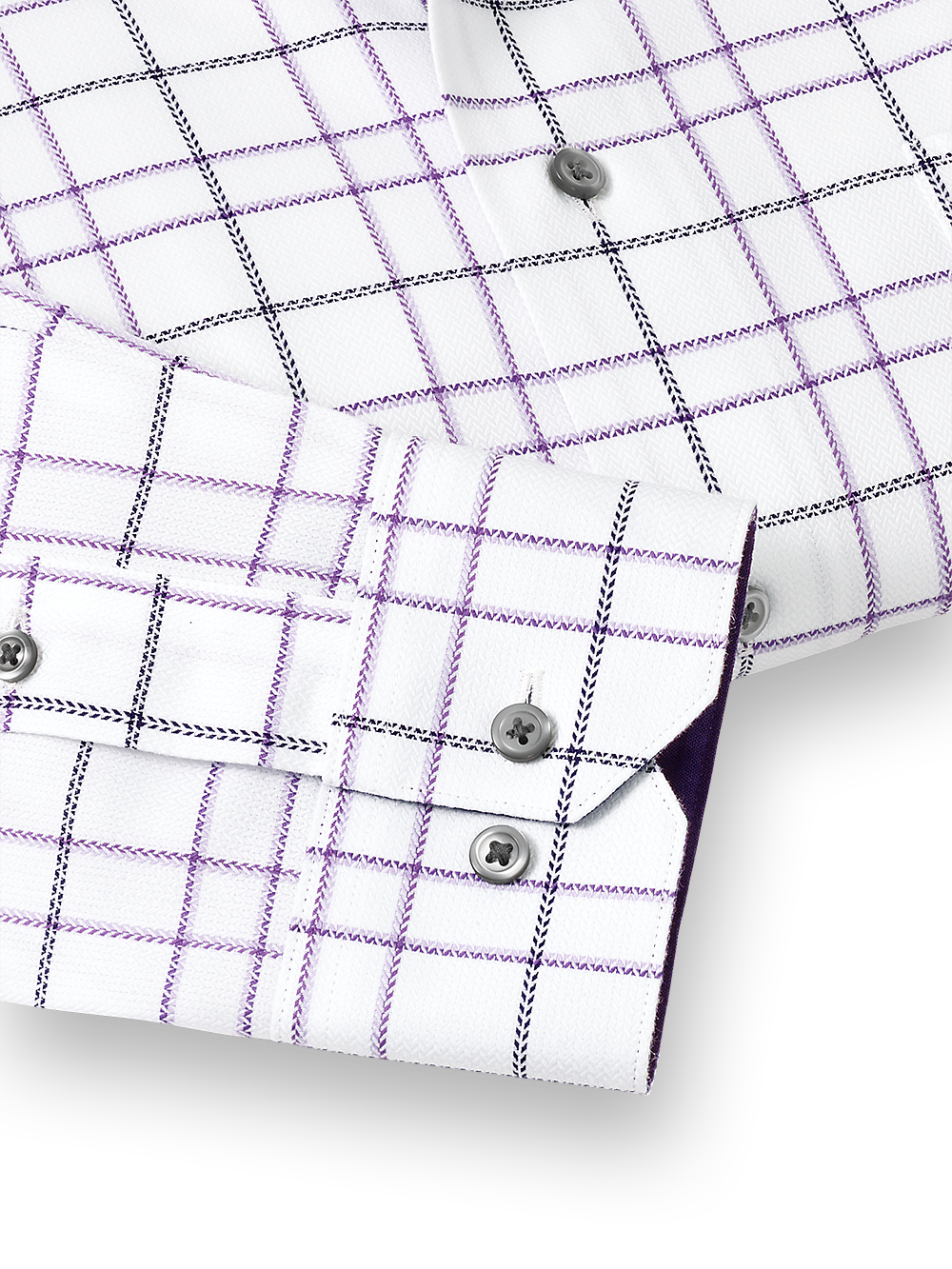 Alternate Image of Non-iron Cotton Windowpane Dress Shirt With Contrast Trim-3