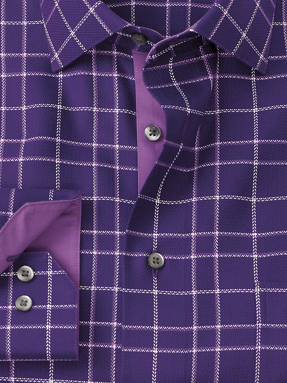 Alternate Image of Non-iron Cotton Windowpane Dress Shirt With Contrast Trim-1