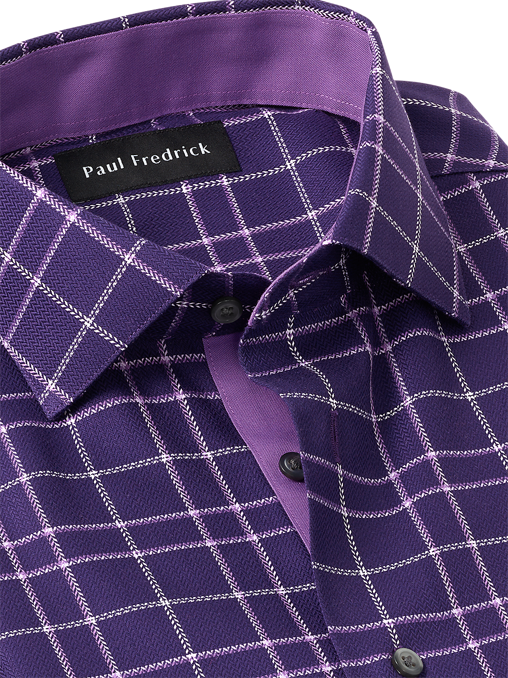 Alternate Image of Non-iron Cotton Windowpane Dress Shirt With Contrast Trim-2