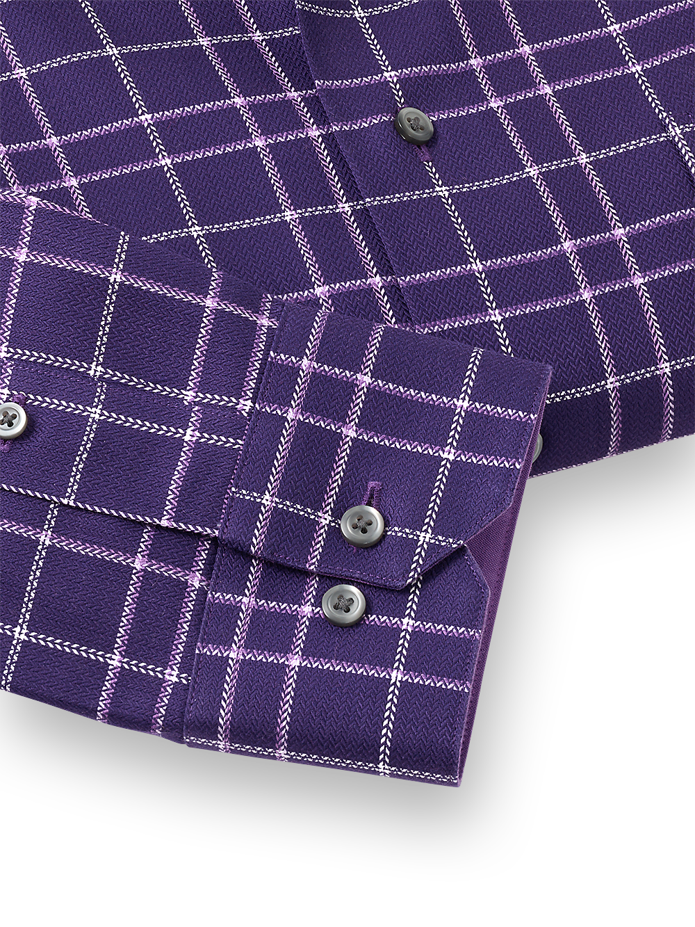 Alternate Image of Non-iron Cotton Windowpane Dress Shirt With Contrast Trim-3