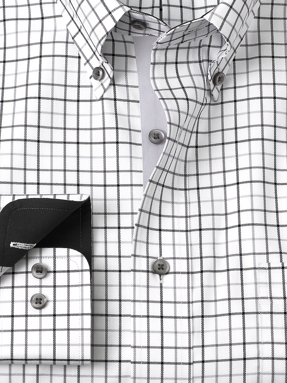 Alternate Image of Non-iron Cotton Tattersall Dress Shirt With Contrast Trim-1