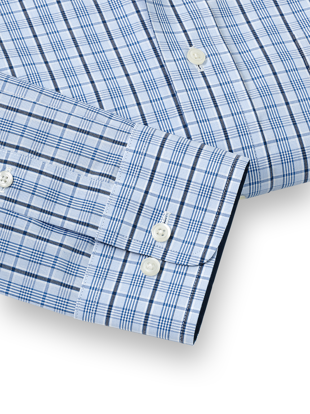 Alternate Image of Non-iron Cotton Glen Plaid Dress Shirt With Contrast Trim-3