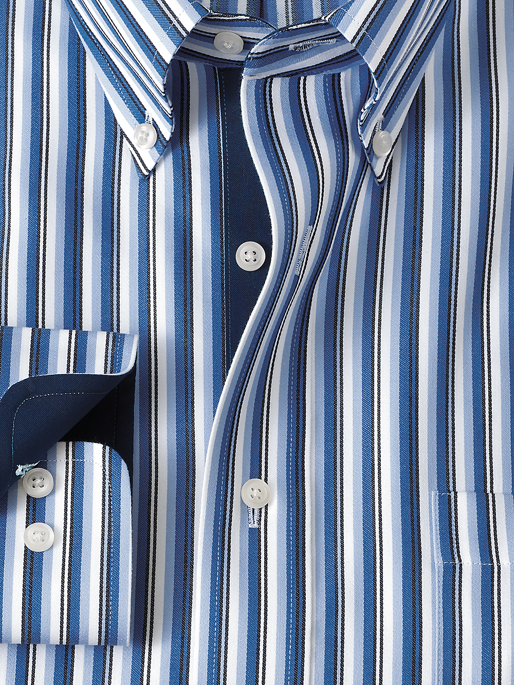 Alternate Image of Non-iron Cotton Stripe Dress Shirt With Contrast Trim-1