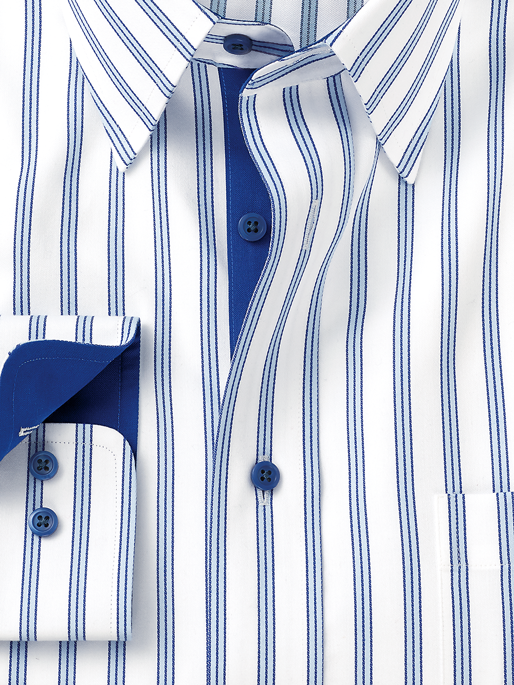 Alternate Image of Non-iron Cotton Stripe Dress Shirt With Contrast Trim-1