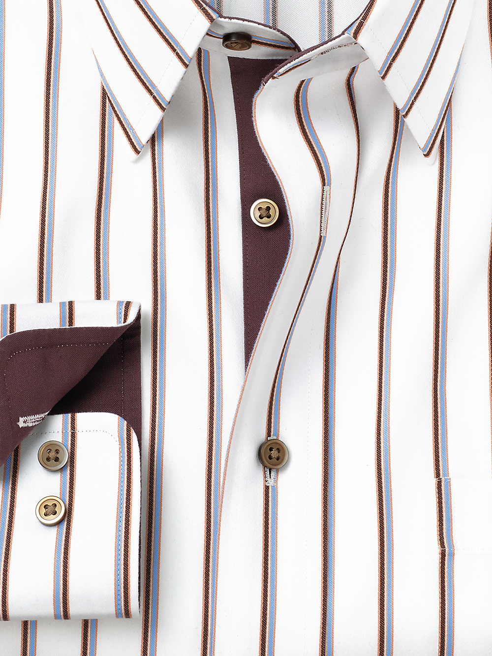 Alternate Image of Non-iron Cotton Stripe Dress Shirt With Contrast Trim-1