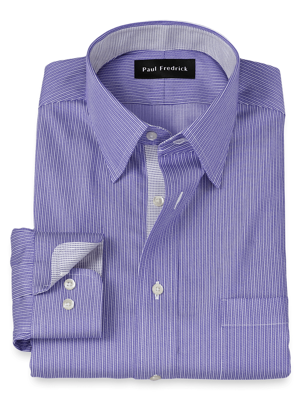 Product Image of Comfort Stretch Non-iron Stripe Dress Shirt With Contrast Trim-Purple