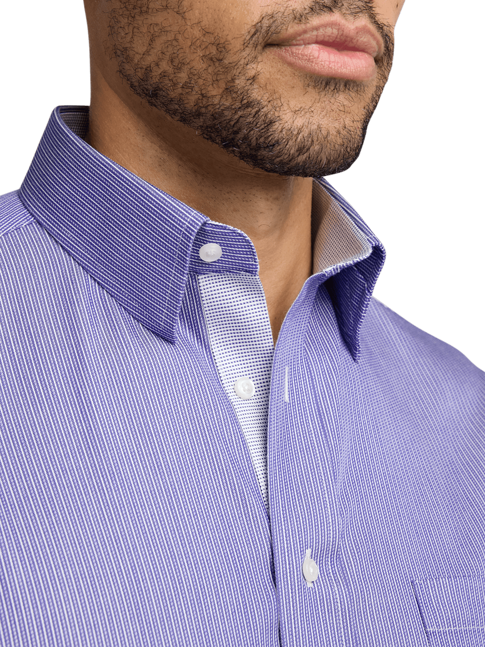 Alternate Image of Comfort Stretch Non-iron Stripe Dress Shirt With Contrast Trim-2