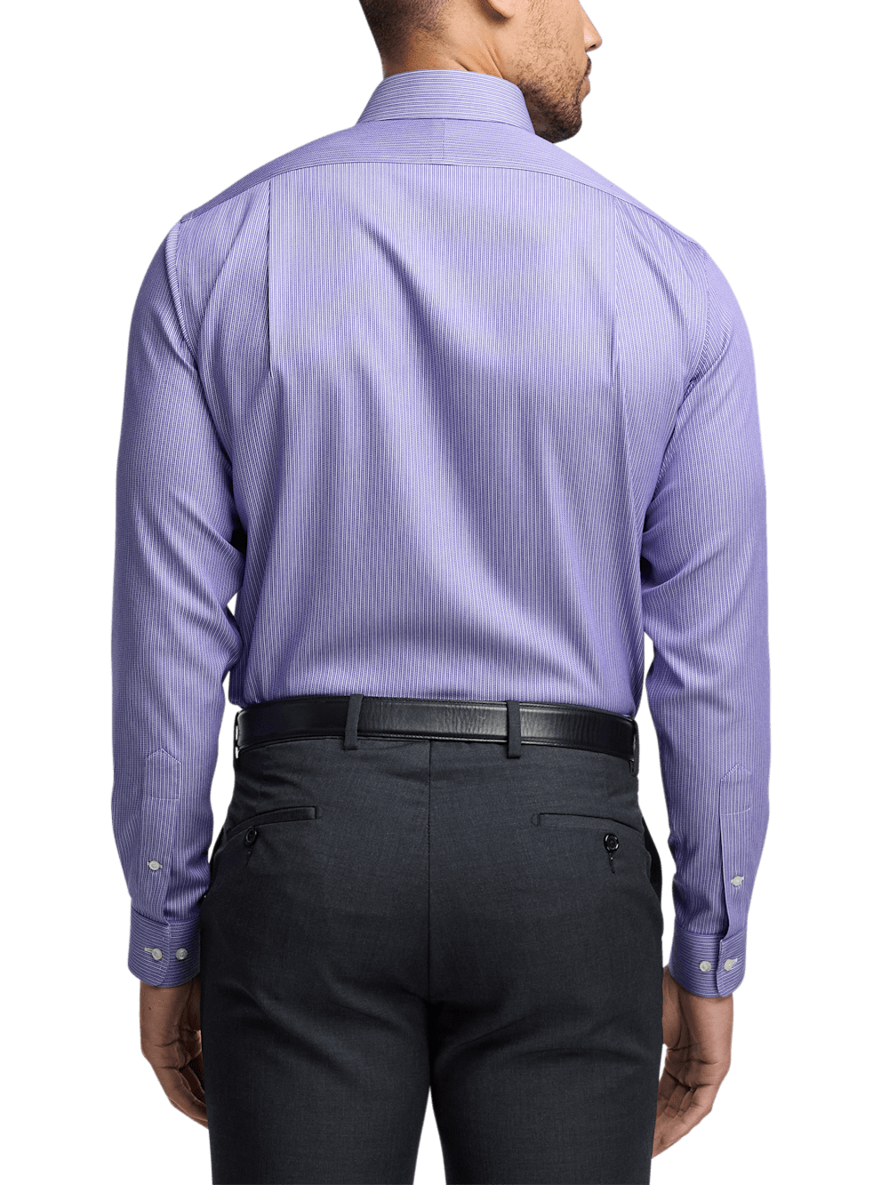 Alternate Image of Comfort Stretch Non-iron Stripe Dress Shirt With Contrast Trim-4