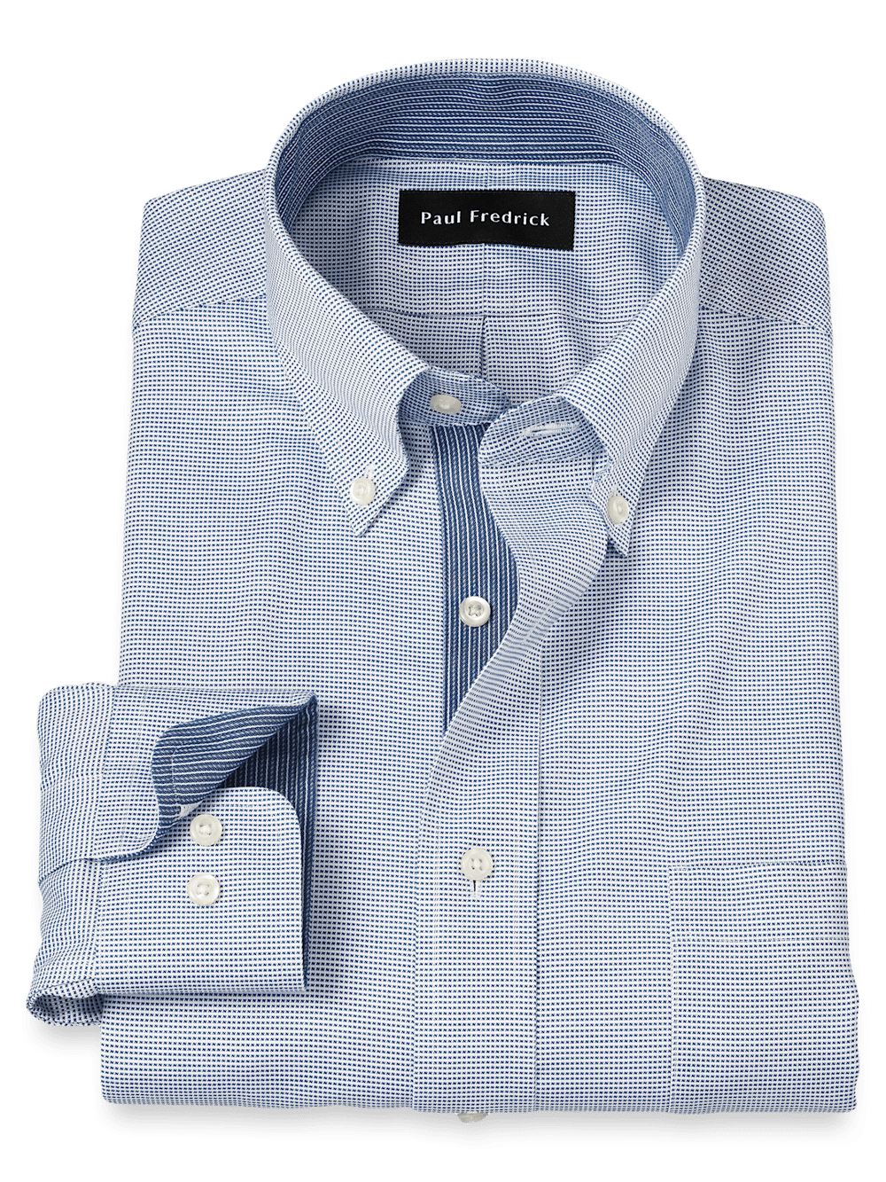 Product Image of Comfort Stretch Non-iron Solid Dress Shirt With Contrast Trim-Cobalt