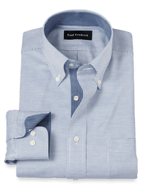 Comfort Stretch Non-Iron Solid Dress Shirt With Contrast Trim - Cobalt