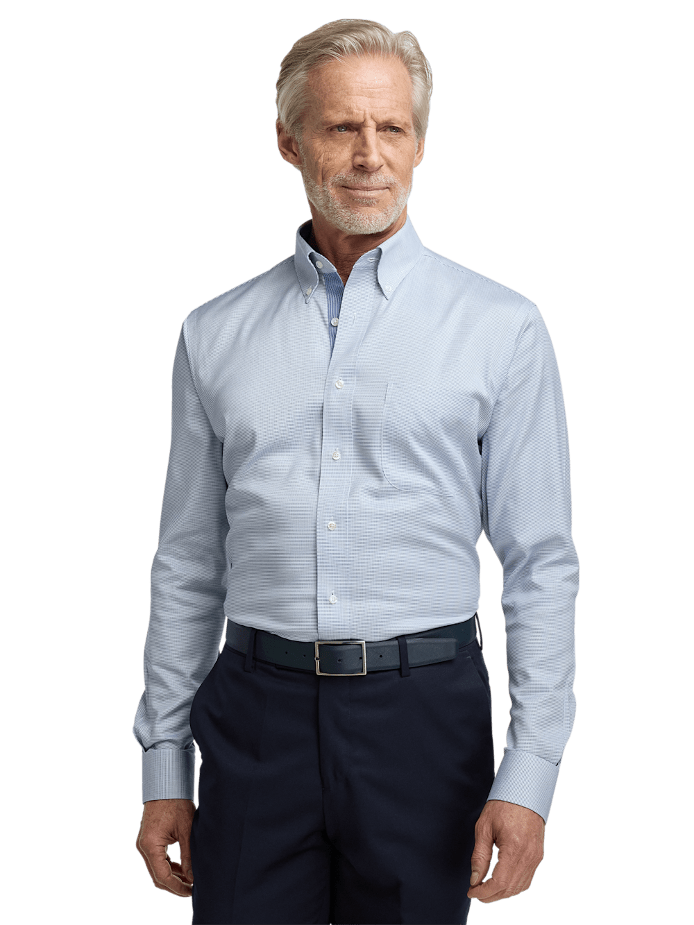 Alternate Image of Comfort Stretch Non-iron Solid Dress Shirt With Contrast Trim-1