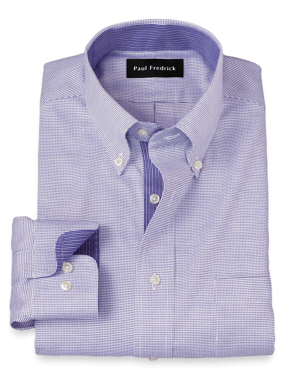 Product Image of Comfort Stretch Non-iron Solid Dress Shirt With Contrast Trim-Purple