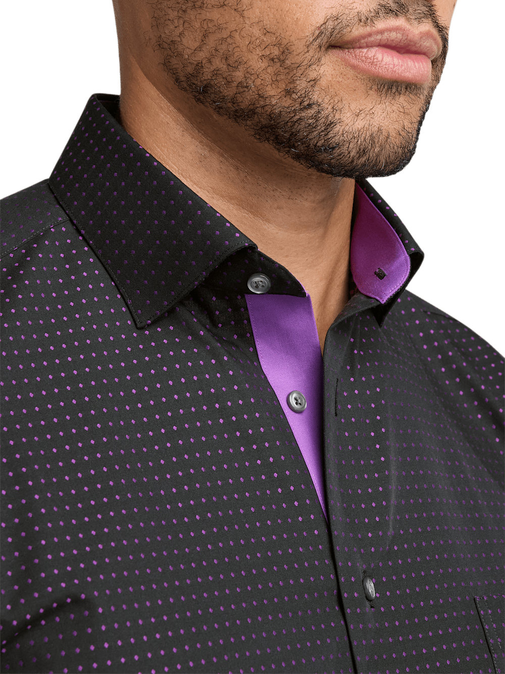 Alternate Image of Non-iron Cotton Dot Dress Shirt With Contrast Trim-2