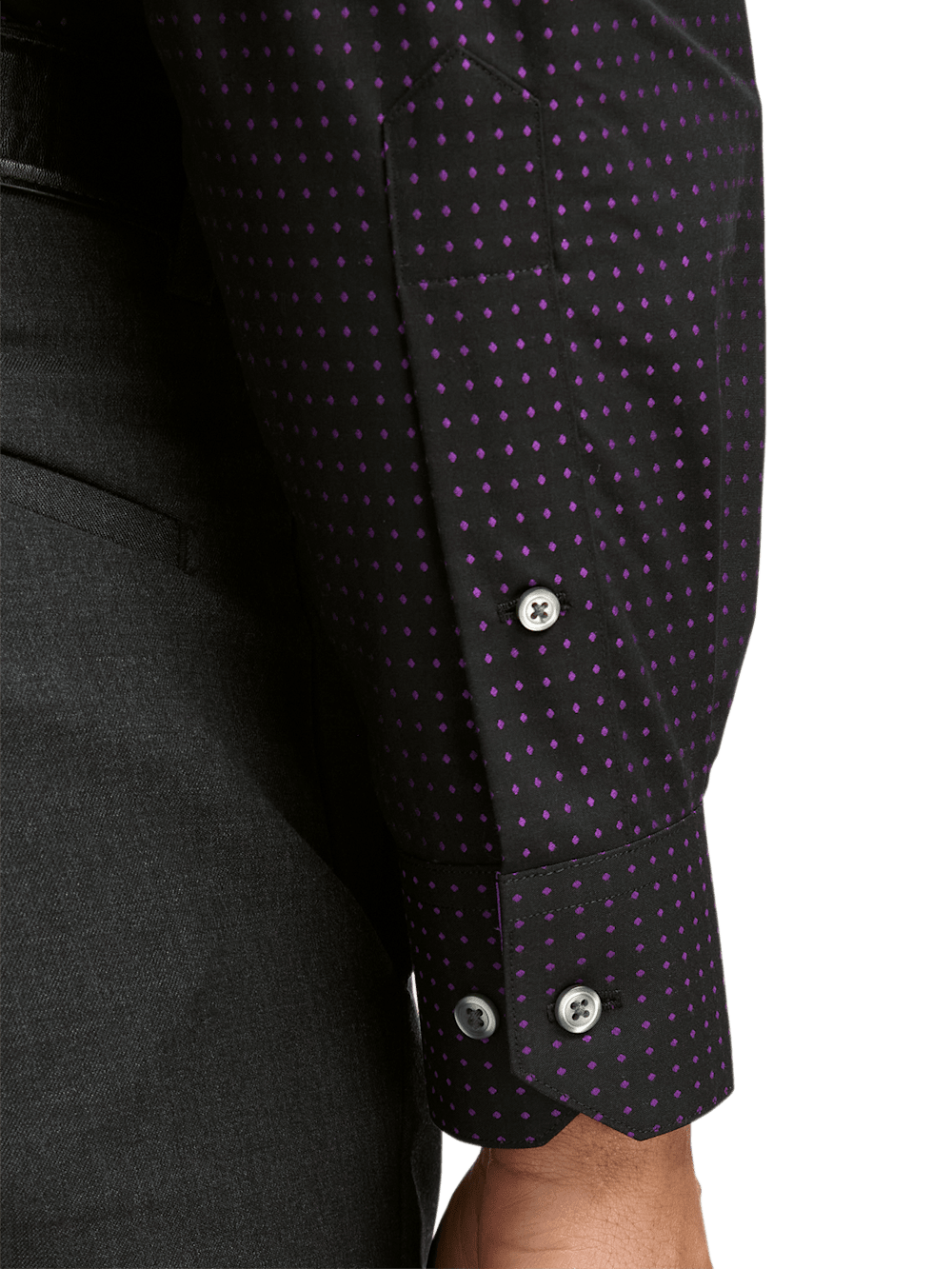 Alternate Image of Non-iron Cotton Dot Dress Shirt With Contrast Trim-3