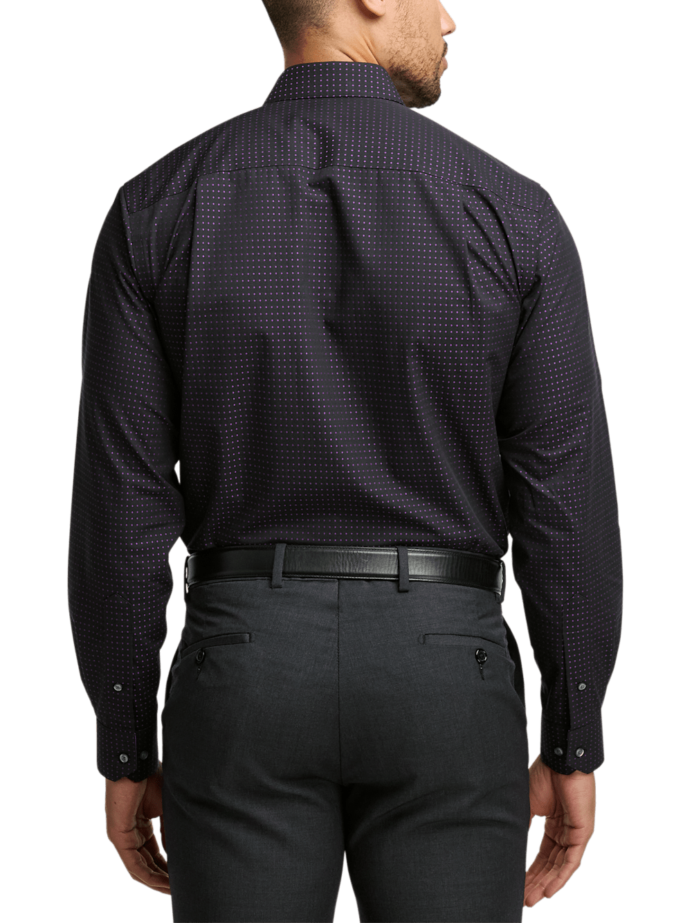 Alternate Image of Non-iron Cotton Dot Dress Shirt With Contrast Trim-4