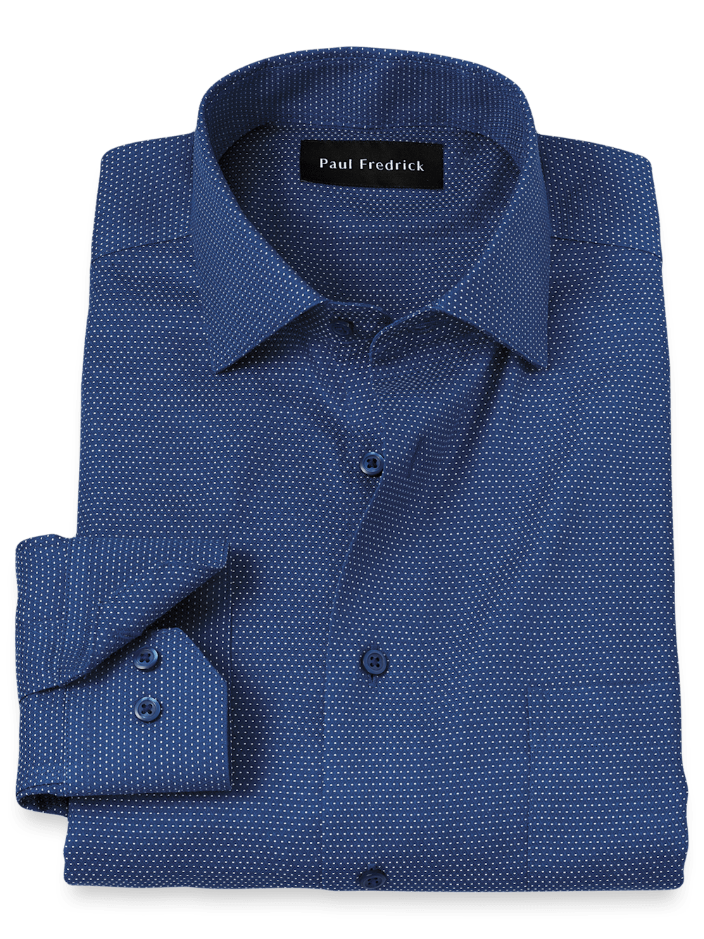 Product Image of Non-iron Cotton Dot Dress Shirt-Blue