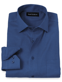 Non-Iron Cotton Dot Dress Shirt - Blue