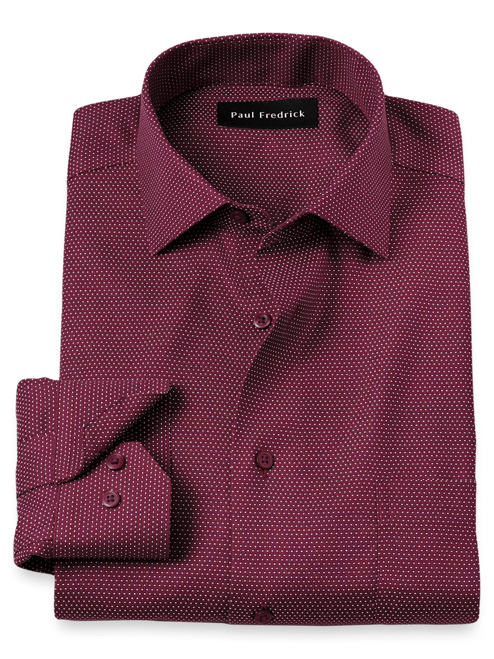 Product Image of Non-iron Cotton Dot Dress Shirt-Burgundy