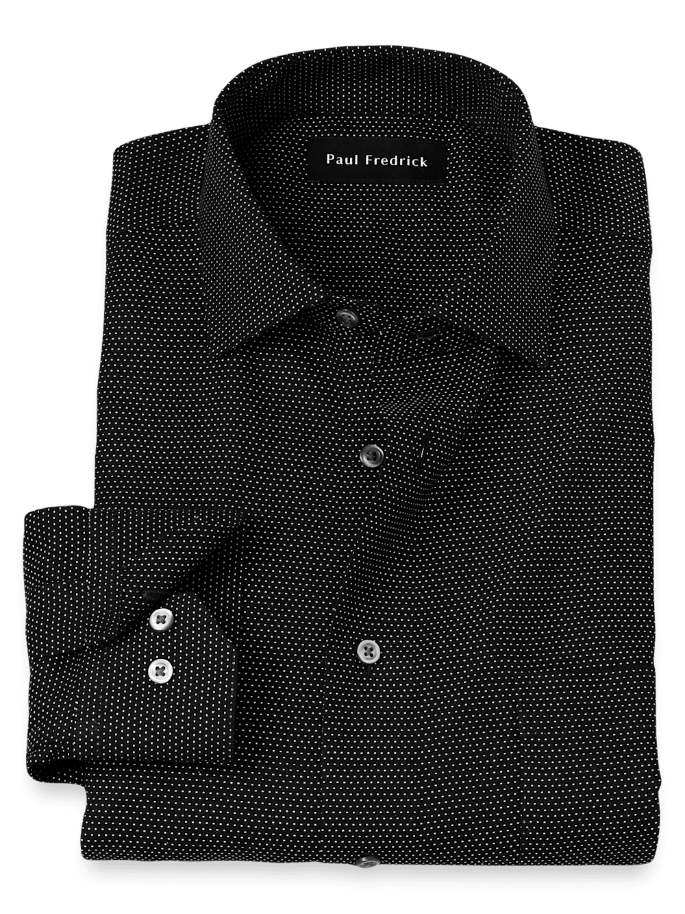 Product Image of Non-iron Cotton Dot Dress Shirt-Black