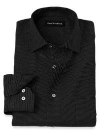 Non-Iron Cotton Dot Dress Shirt - Black