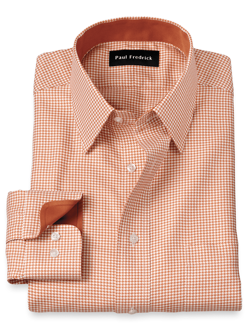 Product Image of Non-iron Cotton Houndstooth Dress Shirt-Light Rust