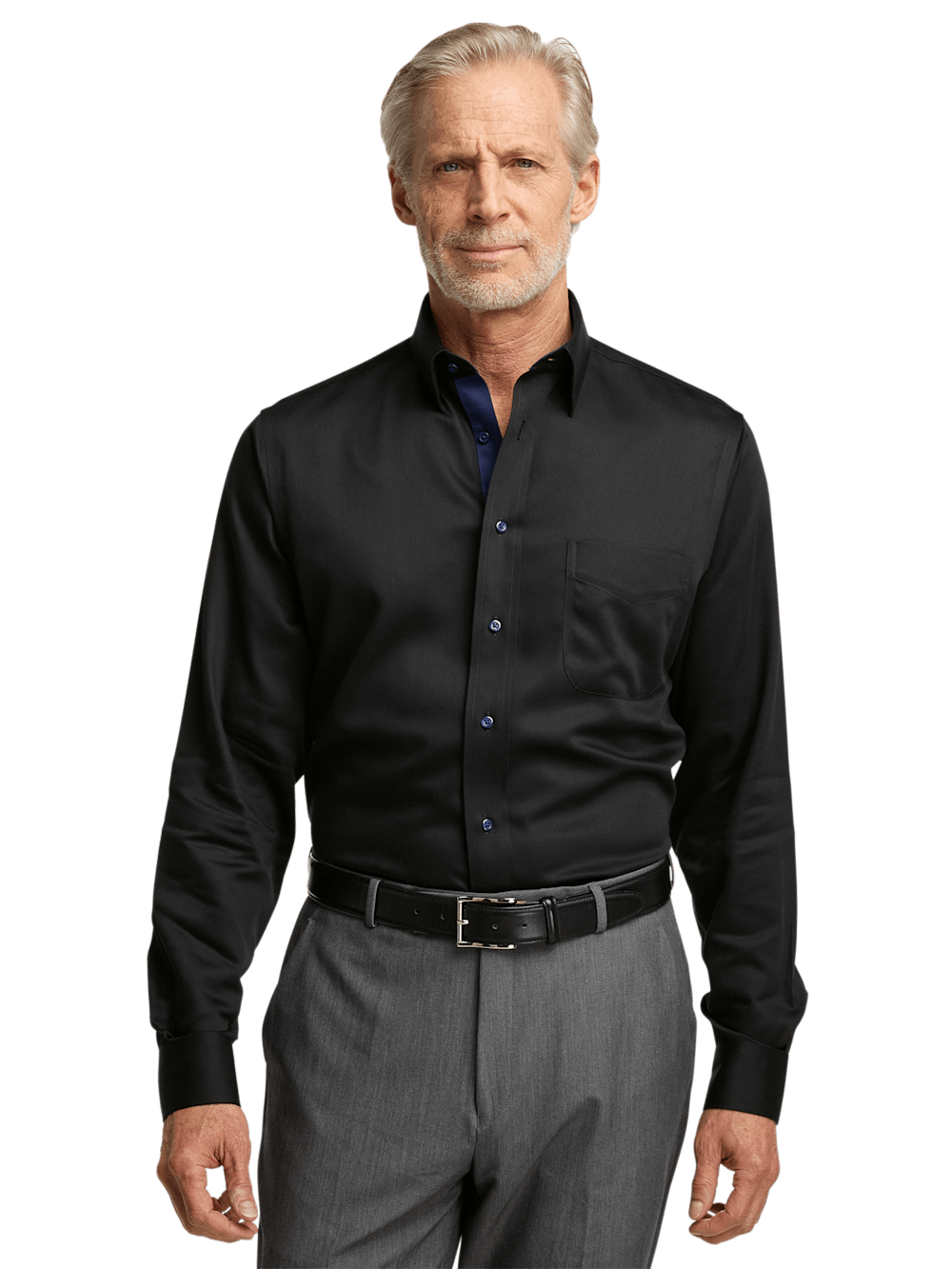 Alternate Image of Non-iron Cotton Solid Dress Shirt With Contrast Trim-1