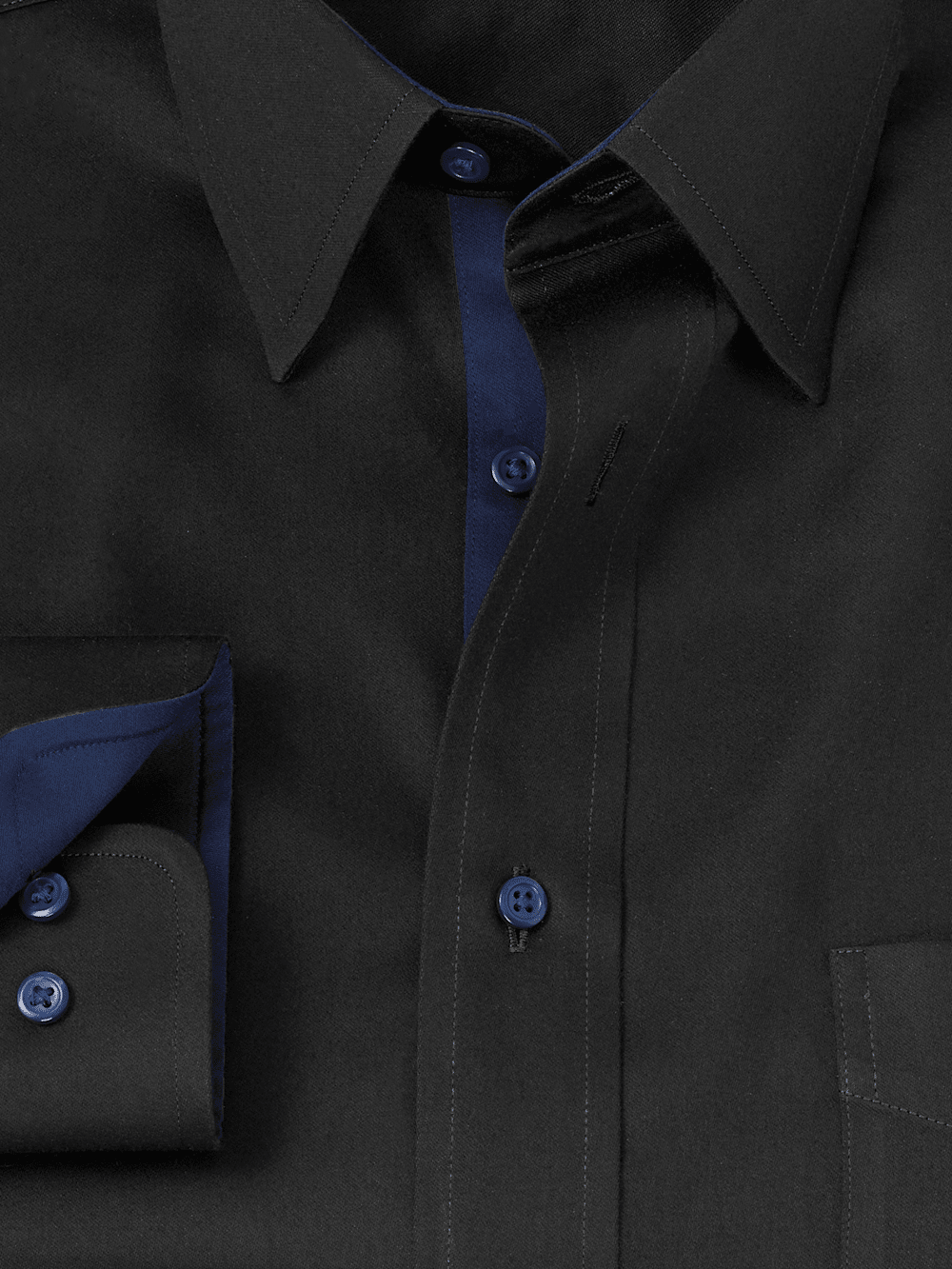 Alternate Image of Non-iron Cotton Solid Dress Shirt With Contrast Trim-5