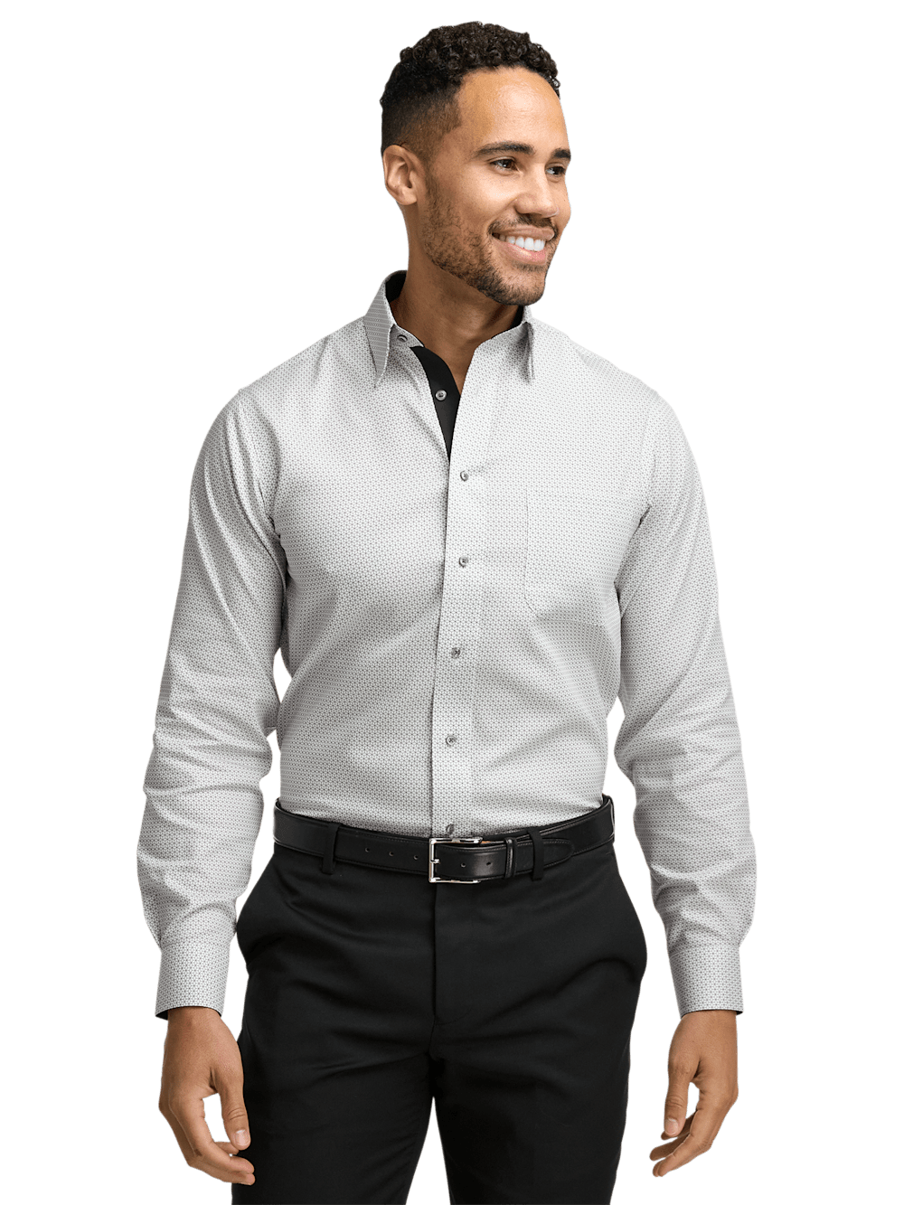 Alternate Image of Non-iron Cotton Geometric Dress Shirt With Contrast Trim-1