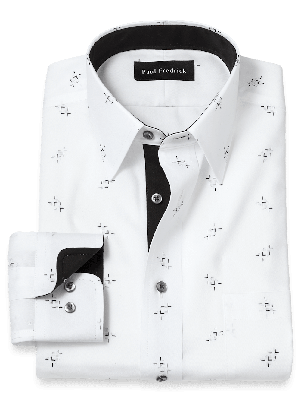 Product Image of Non-iron Cotton Houndstooth Dress Shirt-White