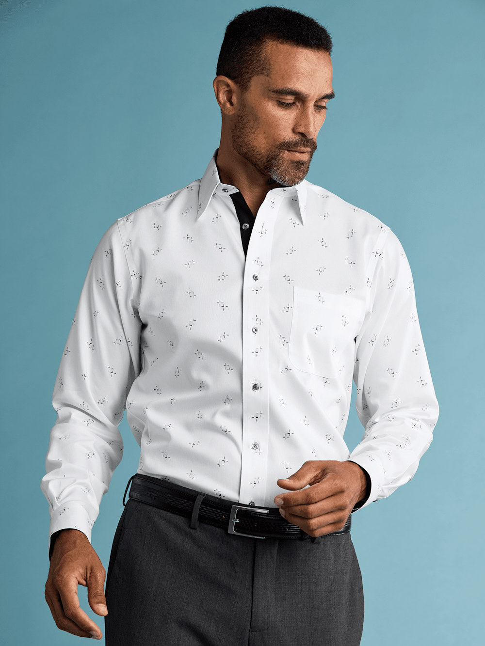 Alternate Image of Non-iron Cotton Houndstooth Dress Shirt-7