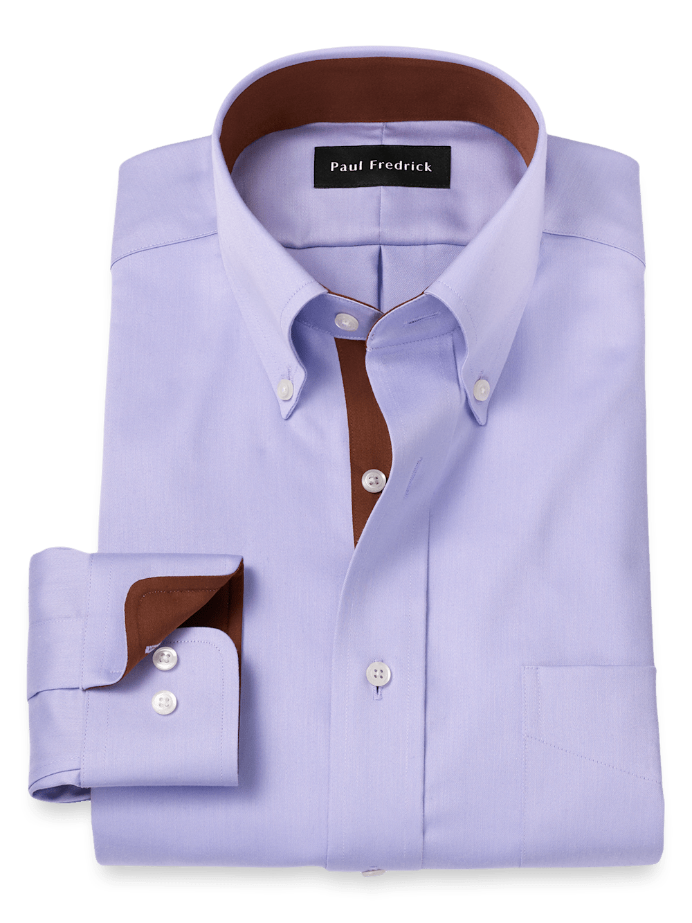 Product Image of Non-iron Cotton Solid Dress Shirt With Contrast Trim-Lavender