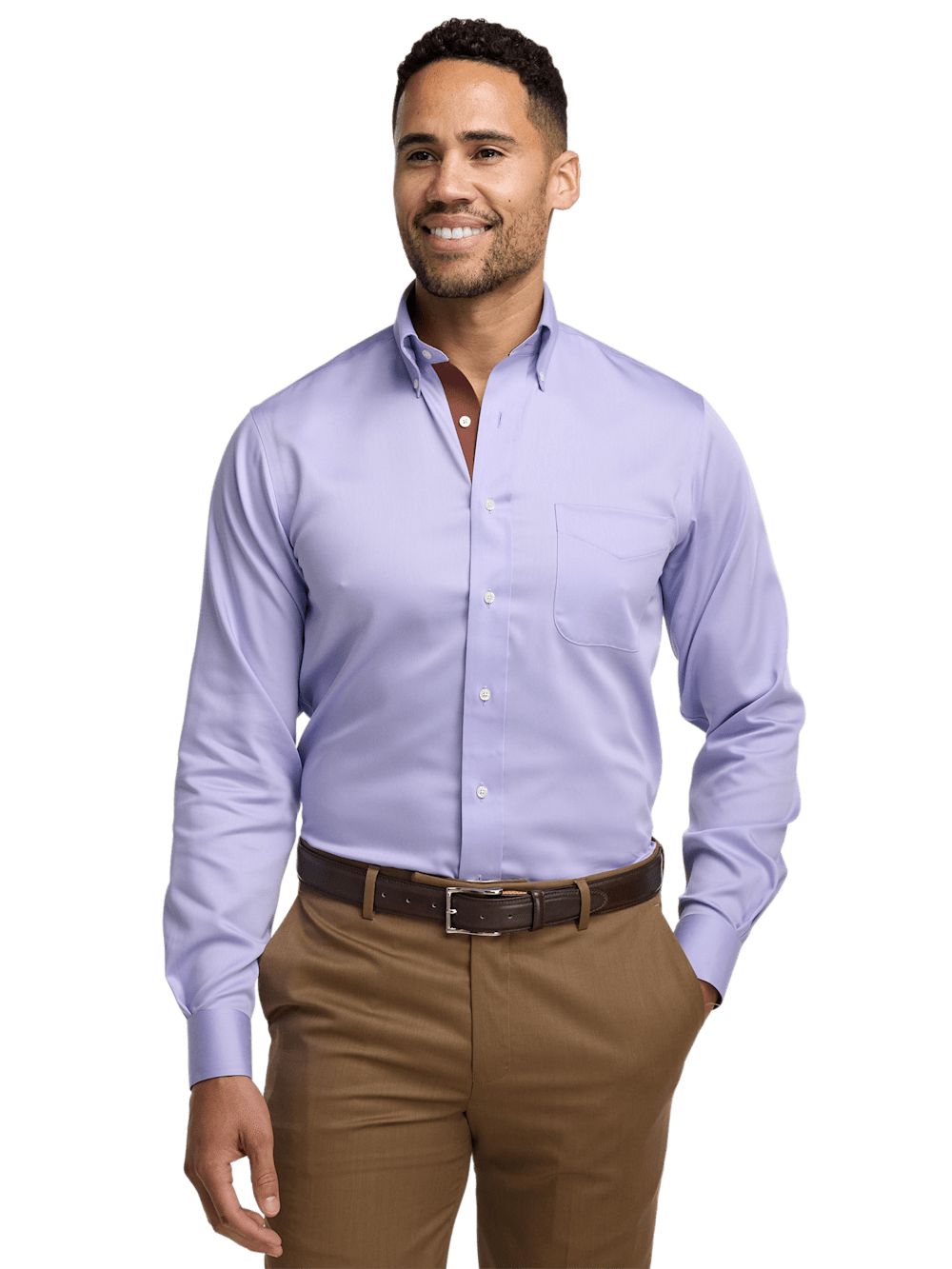 Alternate Image of Non-iron Cotton Solid Dress Shirt With Contrast Trim-1