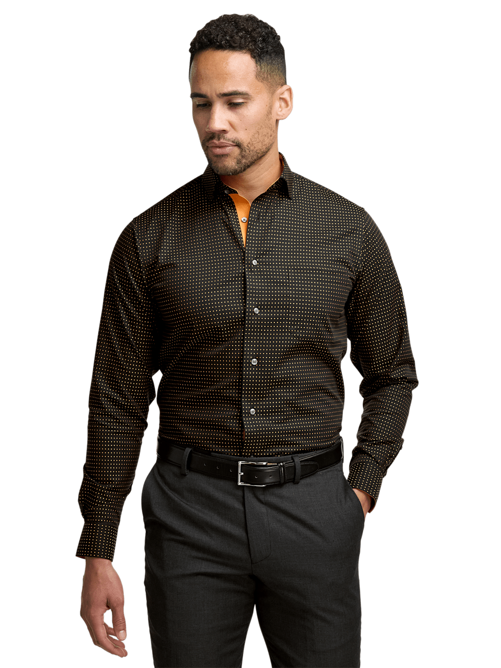 Alternate Image of Non-iron Cotton Dot Dress Shirt With Contrast Trim-1