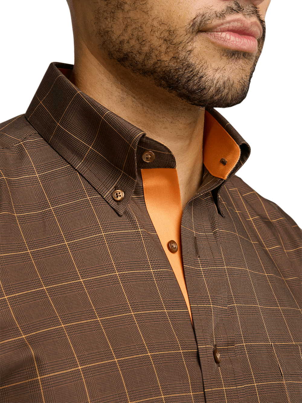 Alternate Image of Non-iron Cotton Windowpane Dress Shirt With Contrast Trim-2