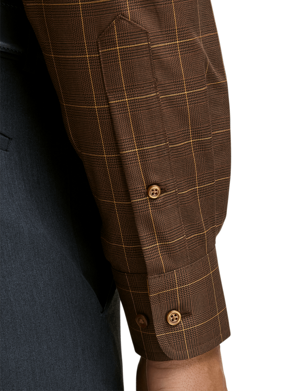 Alternate Image of Non-iron Cotton Windowpane Dress Shirt With Contrast Trim-3