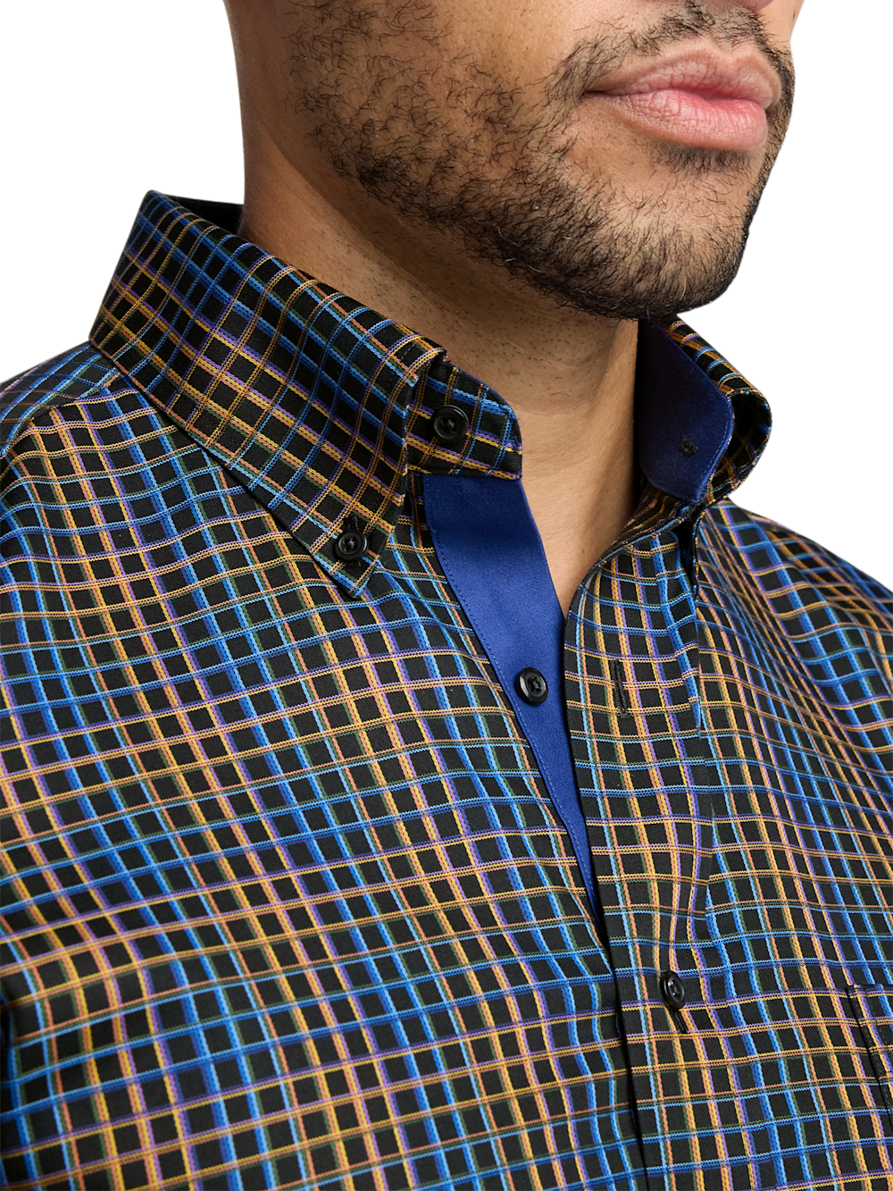 Alternate Image of Non-iron Cotton Check Dress Shirt With Contrast Trim-2