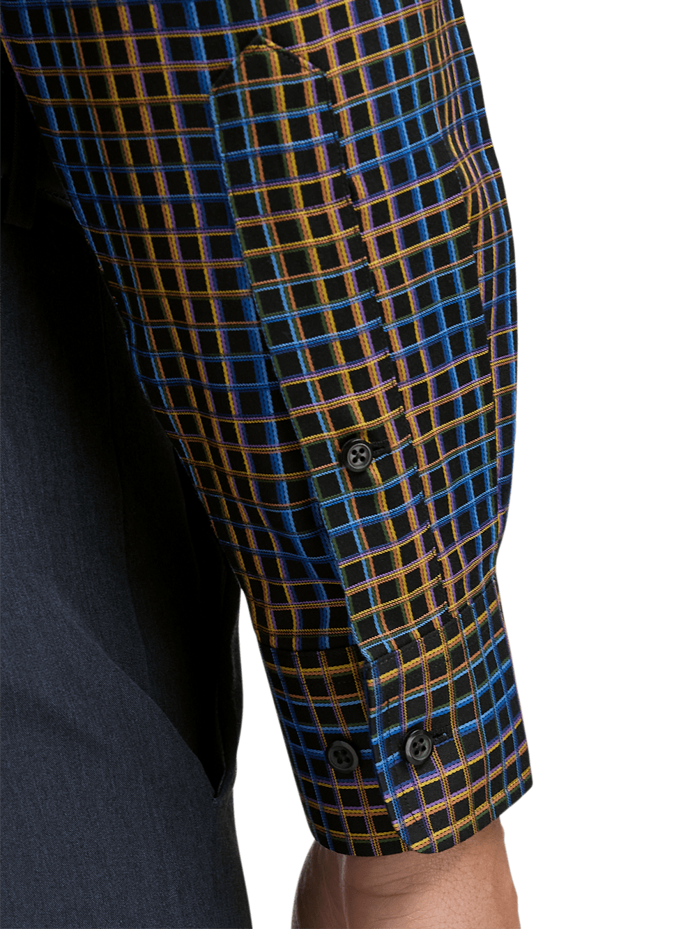 Alternate Image of Non-iron Cotton Check Dress Shirt With Contrast Trim-3