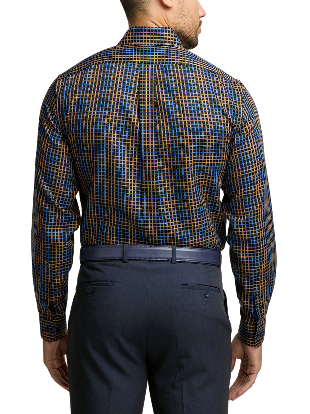 Alternate Image of Non-iron Cotton Check Dress Shirt With Contrast Trim-4