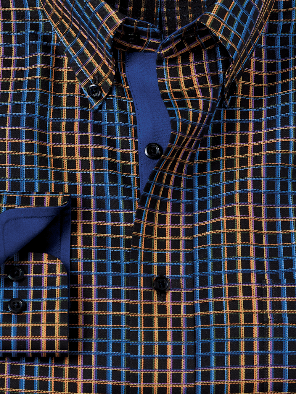 Alternate Image of Non-iron Cotton Check Dress Shirt With Contrast Trim-5