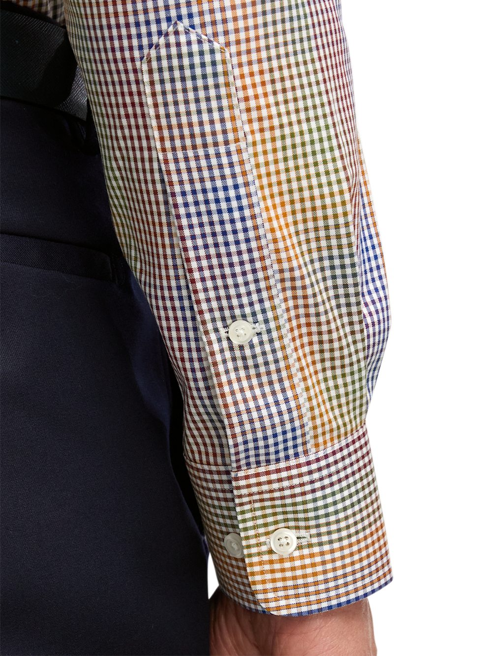 Alternate Image of Non-iron Cotton Gingham Dress Shirt With Contrast Trim-3