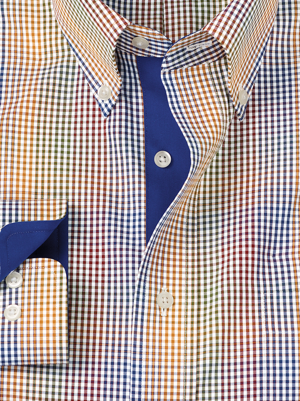 Alternate Image of Non-iron Cotton Gingham Dress Shirt With Contrast Trim-5